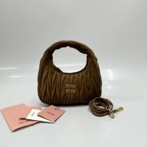(Chocolate Suede)MiuMiu Wander Hobo Folded Bag