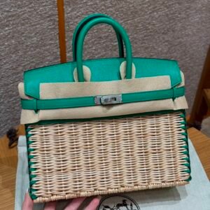 Hermès Birkin Picnic 25, Swift & Osier Wicker 6W Vert Jade Jade Green