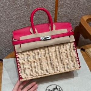 Hermès Birkin Picnic 25, Swift & Osier Wicker U5 Rose Pop Hot Pink