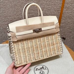 Hermès Birkin Picnic 25, Swift & Osier Wicker I2 Nata Cream White