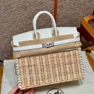 Hermès Birkin Picnic 25, Swift & Osier Wicker 0U New White Pure White