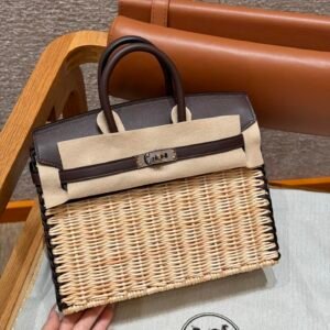 Hermès Birkin Picnic 25, Swift & Osier Wicker 46 Ebene Dark Coffee Brown