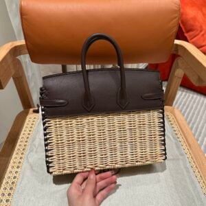 Hermès Birkin Picnic 25, Swift & Osier Wicker Rouge Sellier Saddle Red Brown