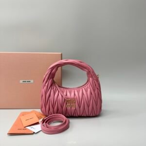 (Begonia Pink)MiuMiu Wander Hobo Folded Bag