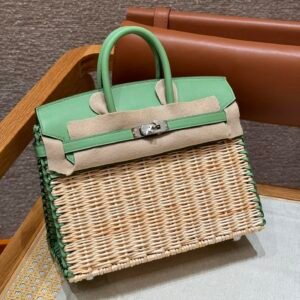 Hermès Birkin Picnic 25, Swift & Osier Wicker 6W Vert Jade Mint Green