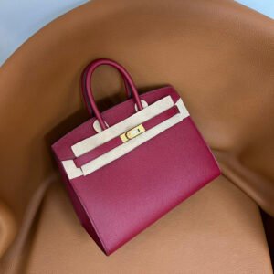 Hermès Birkin 25, Epsom Leather K1 Rouge Grenat Garnet Red Gold Hardware