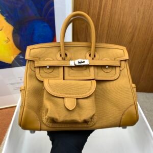 Hermès Birkin Cargo 25 Jaune Citron & Chai Swift Silver Hardware