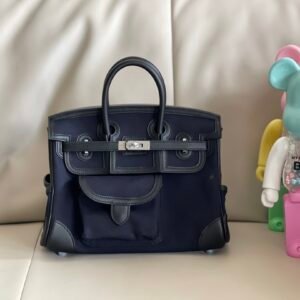Hermès Birkin Cargo 25 Bleu Nuit Toile & Swift Silver Hardware