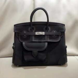 Hermès Birkin Cargo 25 Noir Toile & Swift Silver Hardware