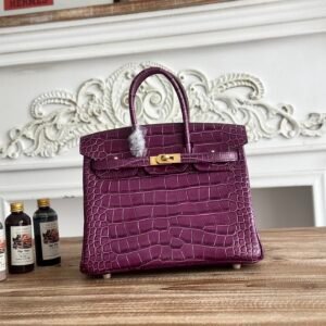 Hermès Birkin 25 Cyclamen Matte Alligator Gold Hardware
