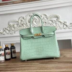 Hermès Birkin 25 Vert Criquet Matte Alligator Gold Hardware