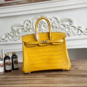 Hermès Birkin 25 Jaune Amber Matte Alligator Gold Hardware