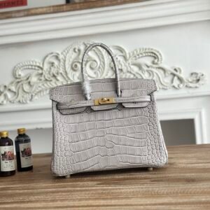 Hermès Birkin 25 Gris Perle Matte Alligator Gold Hardware
