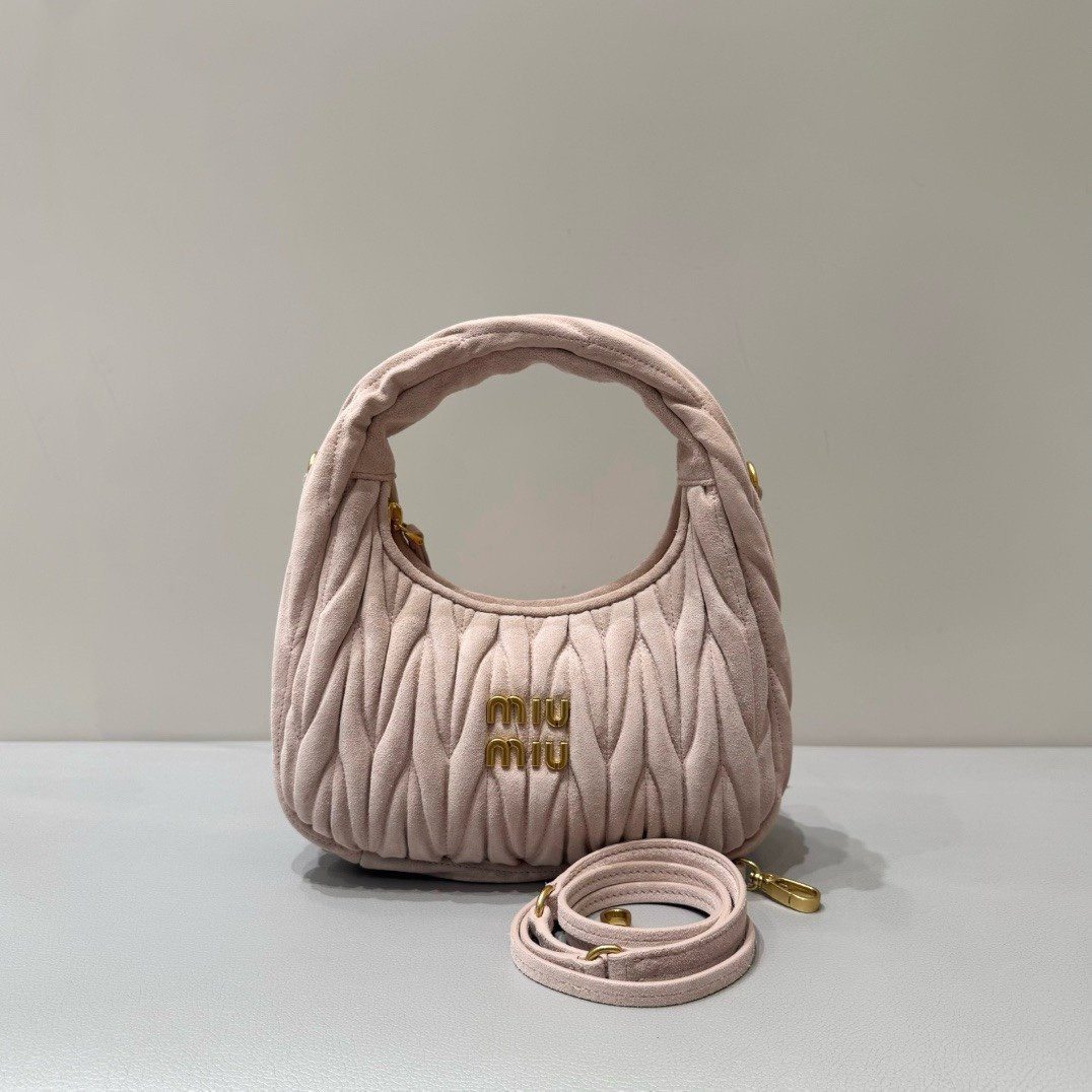 (Peach)MiuMiu Wander Hobo Folded Bag