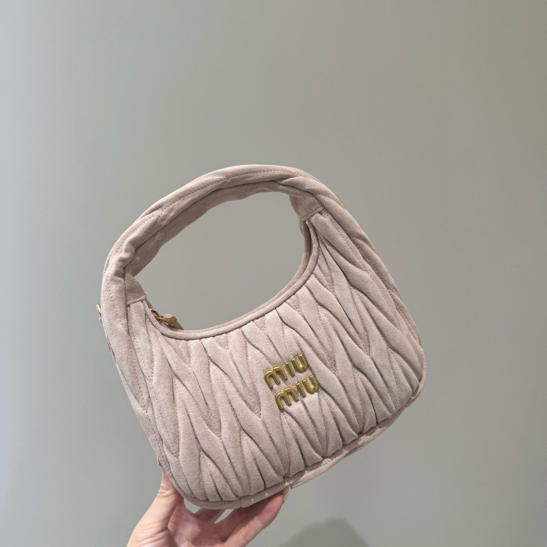 (Peach)MiuMiu Wander Hobo Folded Bag - 图片 2