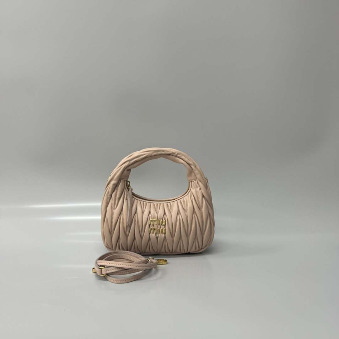 (Powder Pink)MiuMiu Wander Hobo Folded Bag - Image 2