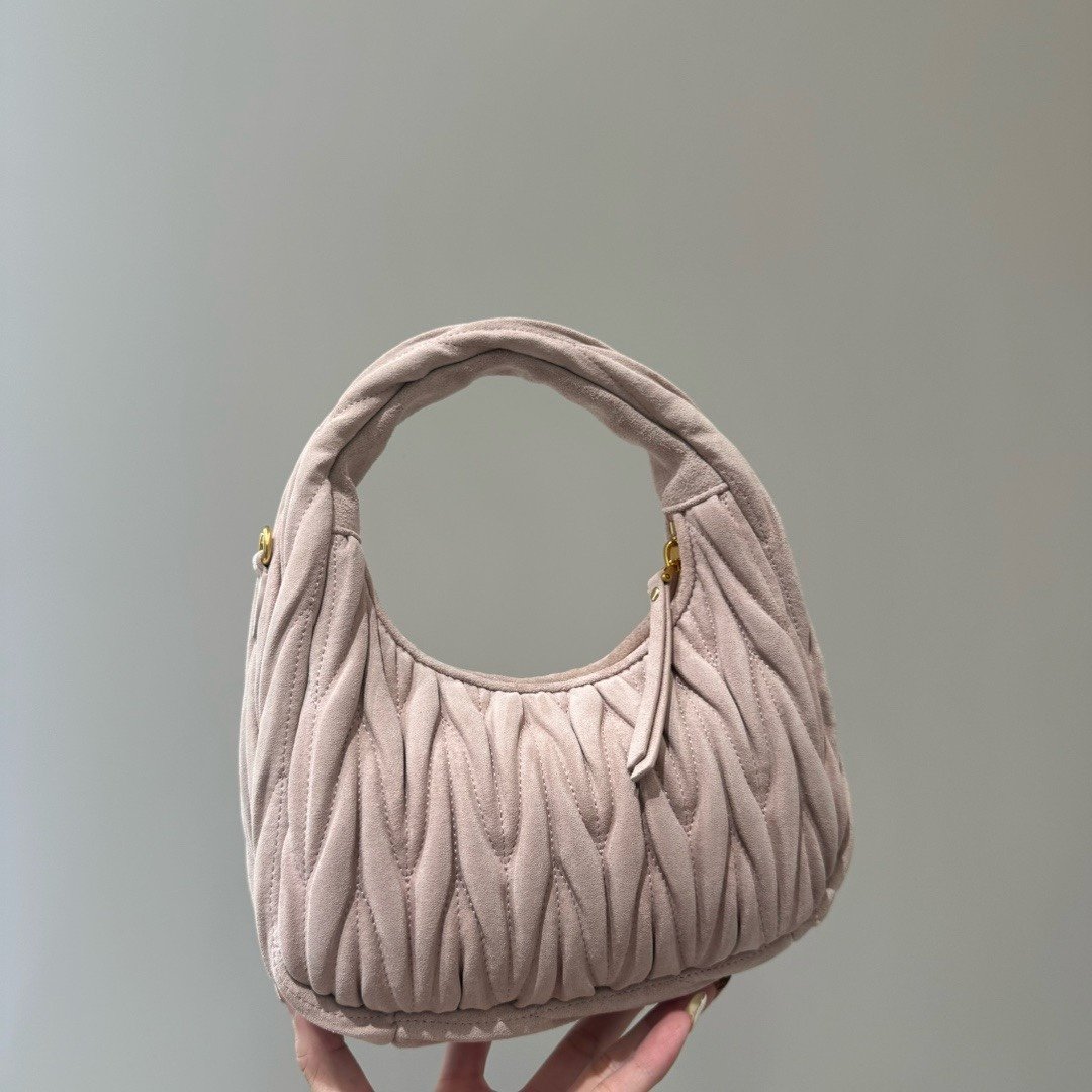 (Peach)MiuMiu Wander Hobo Folded Bag - 图片 3