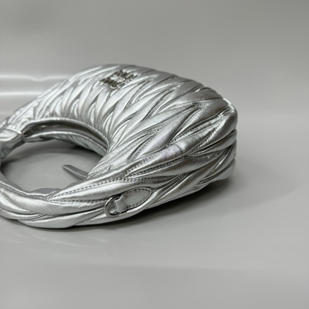 (Silver)MiuMiu Wander Hobo Folded Bag - Image 3