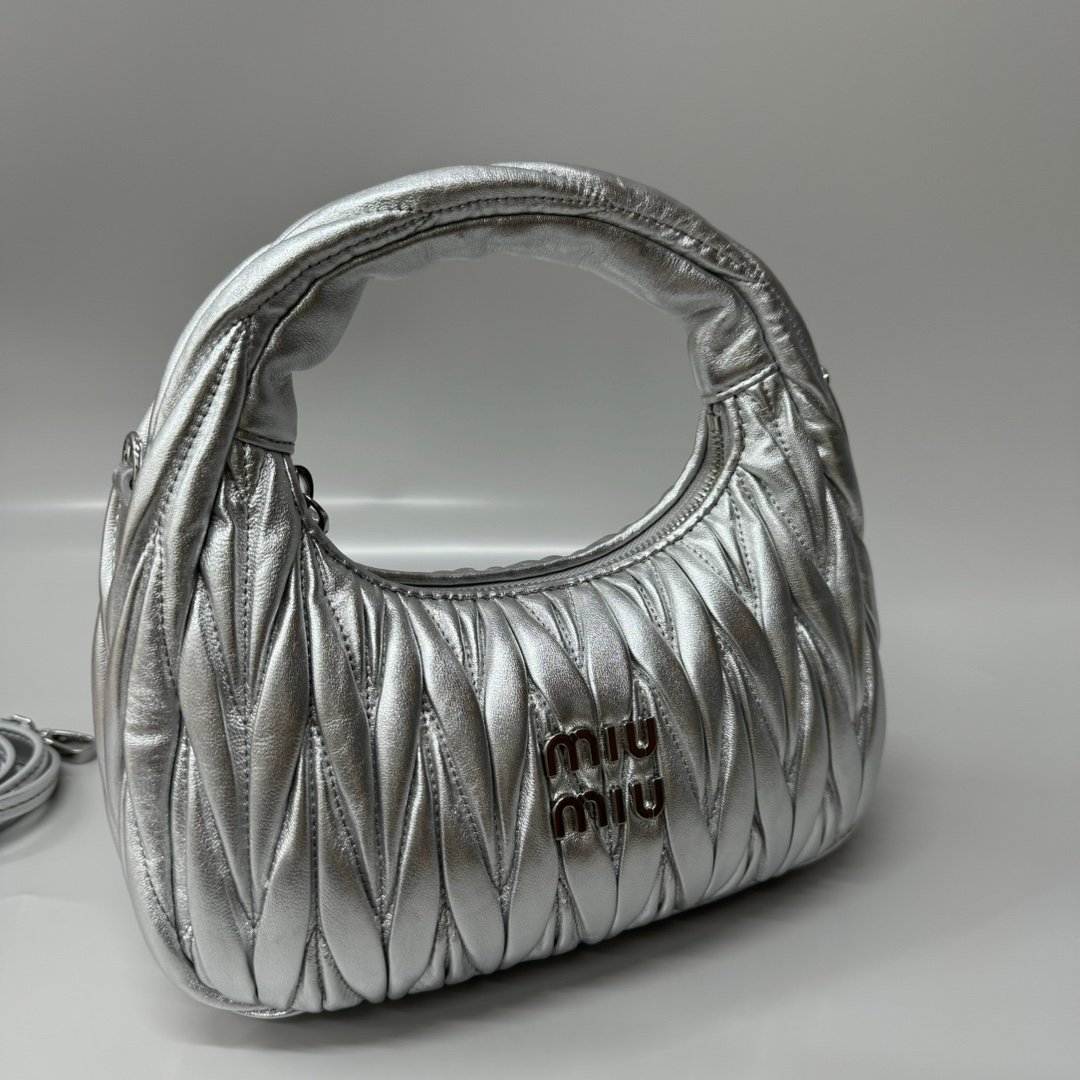 (Silver)MiuMiu Wander Hobo Folded Bag - Image 5