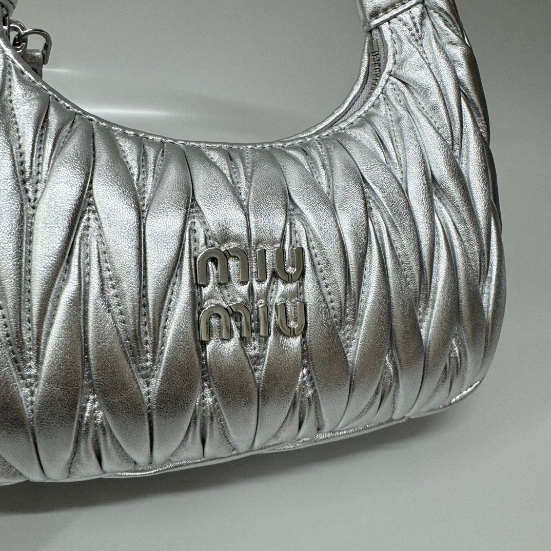 (Silver)MiuMiu Wander Hobo Folded Bag - Image 6