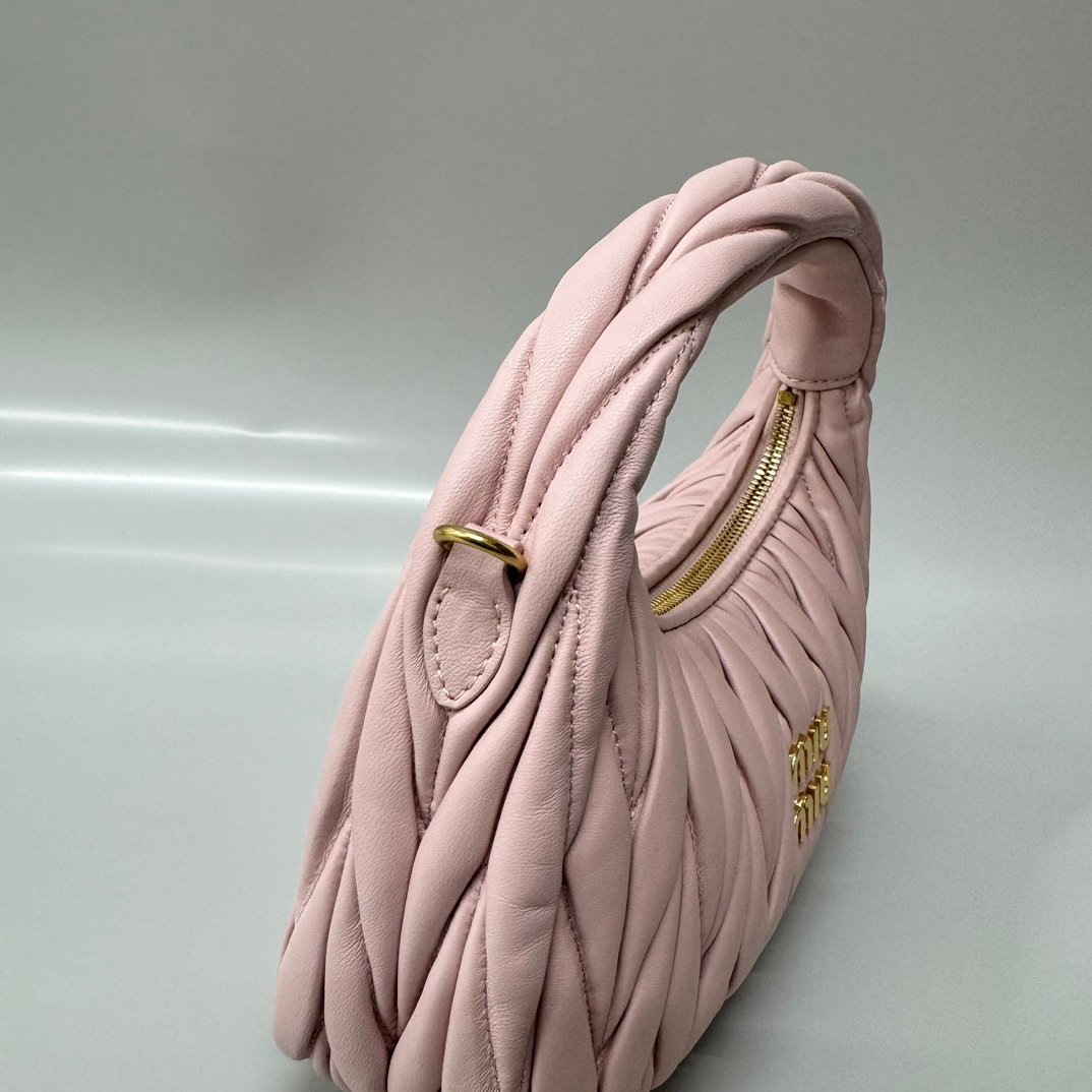 (Alabaster Pink)MiuMiu Wander Hobo Folded Bag - 图片 7