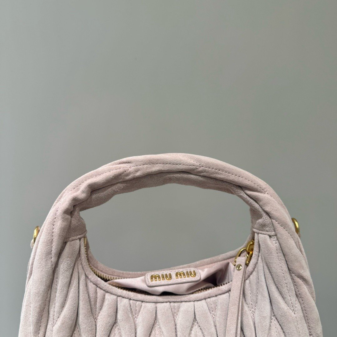 (Peach)MiuMiu Wander Hobo Folded Bag - 图片 8